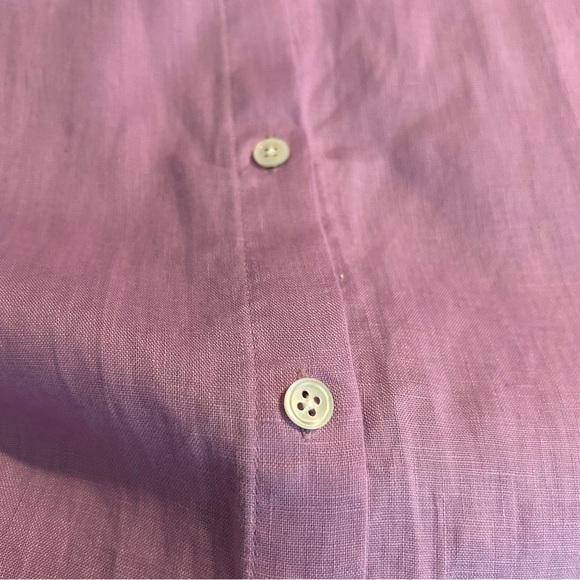 J. Jill Love Linen Lavender Button Down Linen Shirt Sz XL - Picture 5 of 7